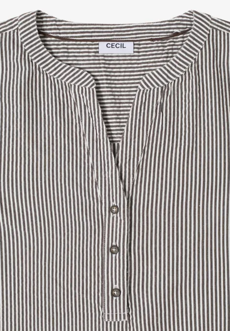 Gestreifte Seersucker Bluse macchiato brown Gestreifte Seersucker Bluse macchiato brown