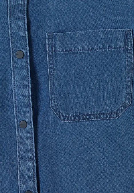 Blouse à l'aspect denim mid blue wash