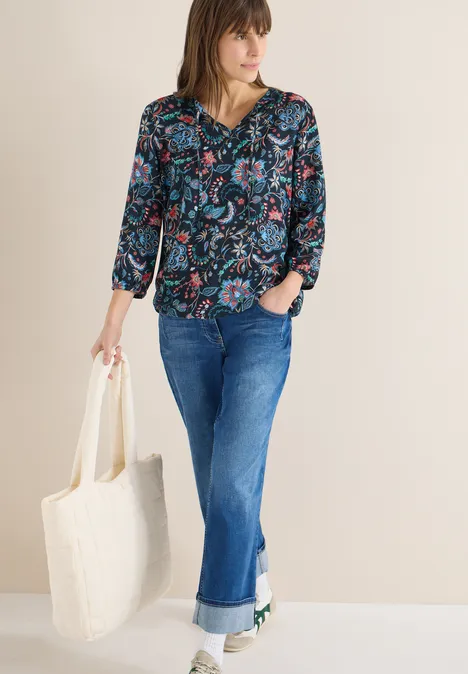 Gemusterte Bluse universal blue