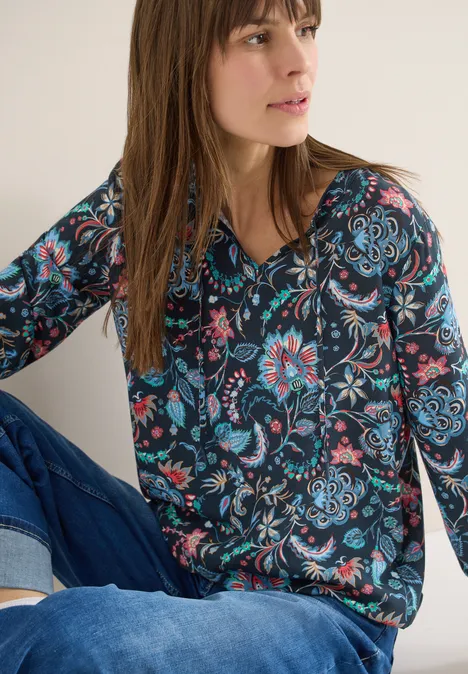 Gemusterte Bluse universal blue