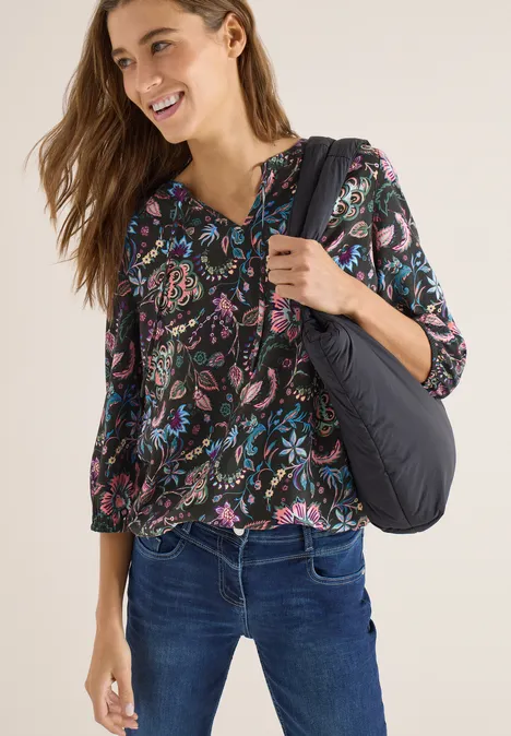 Gemusterte Bluse raw khaki