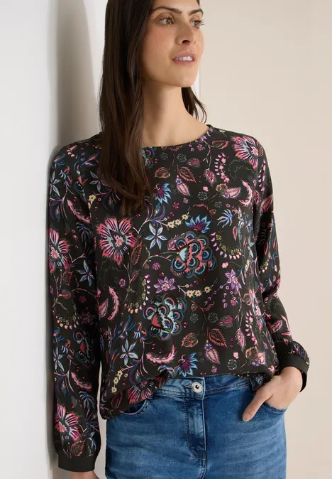 Gemusterte Bluse raw khaki Gemusterte Bluse raw khaki