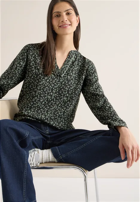 Gemusterte Bluse khaki Gemusterte Bluse khaki