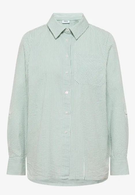 Blouse rayée en seersucker smoke salvia