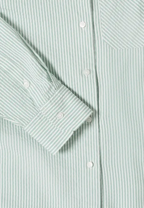 Blouse rayée en seersucker smoke salvia