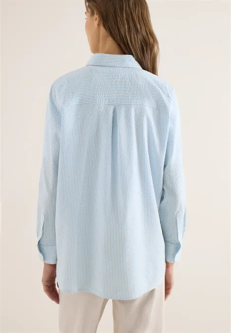 Blouse rayée en seersucker cloud blue