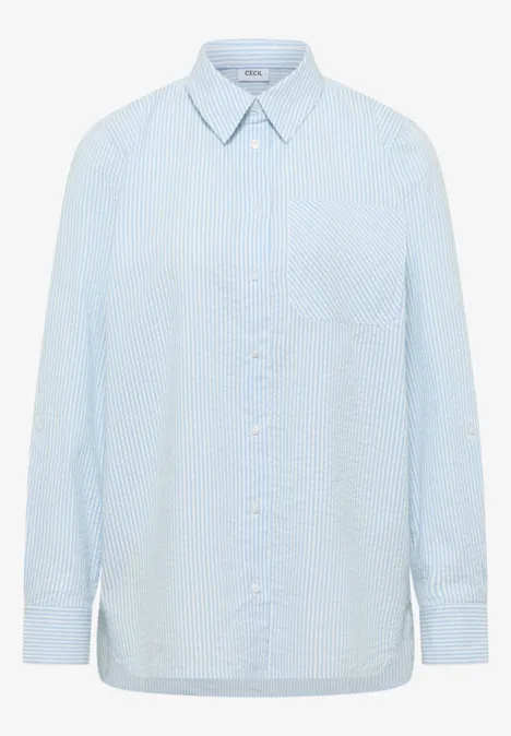 Blouse rayée en seersucker cloud blue