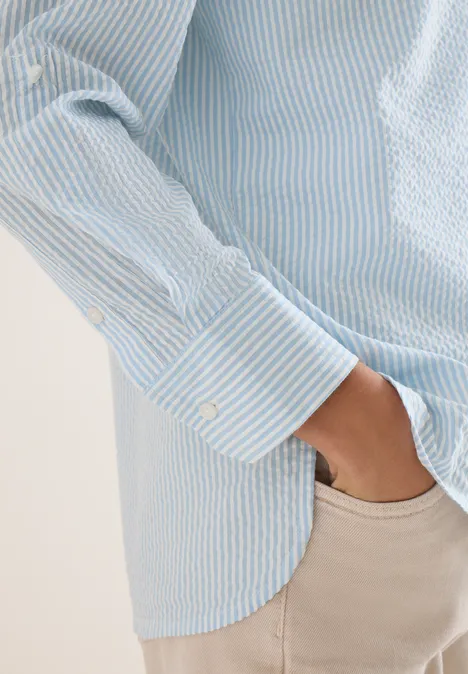 Blouse rayée en seersucker cloud blue