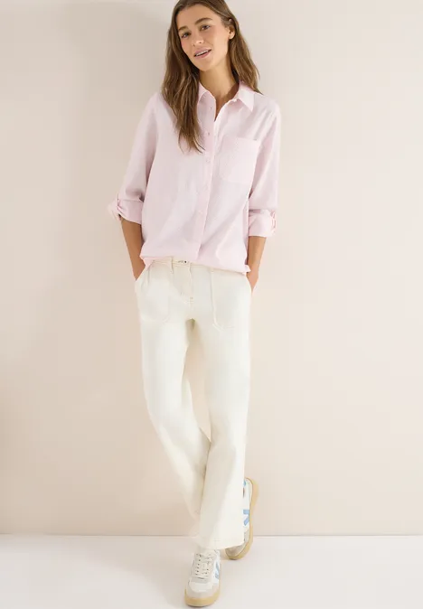 Blouse rayée en seersucker light blush rose