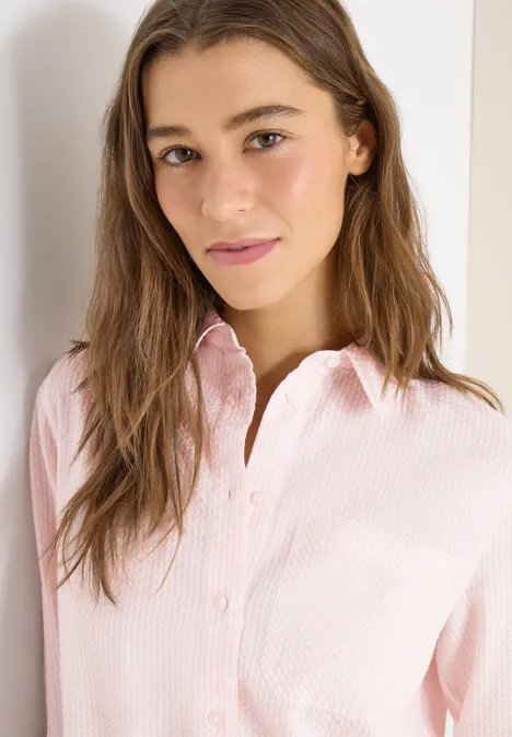 Blouse rayée en seersucker light blush rose