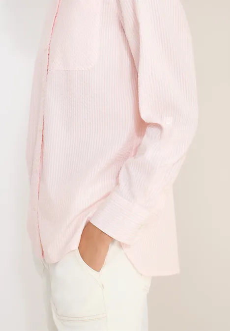 Blouse rayée en seersucker light blush rose