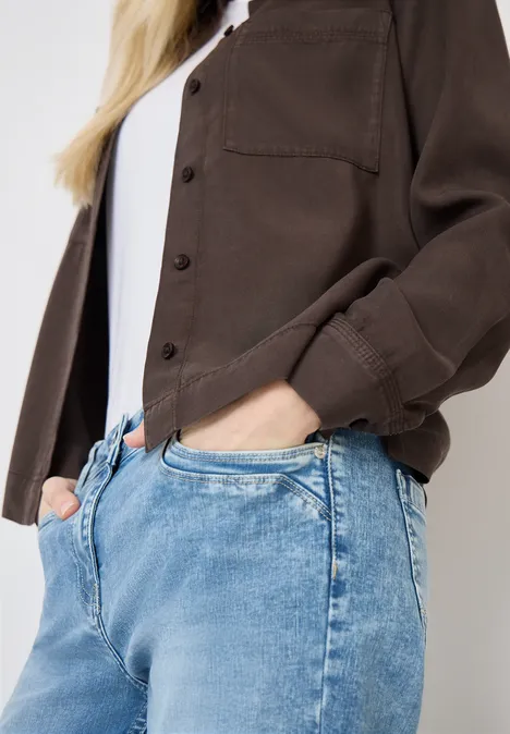 Colored Denim Bluse macchiato brown