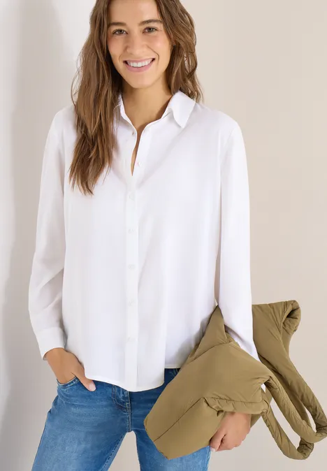 Hemdbluse in Unifarbe White Hemdbluse in Unifarbe White