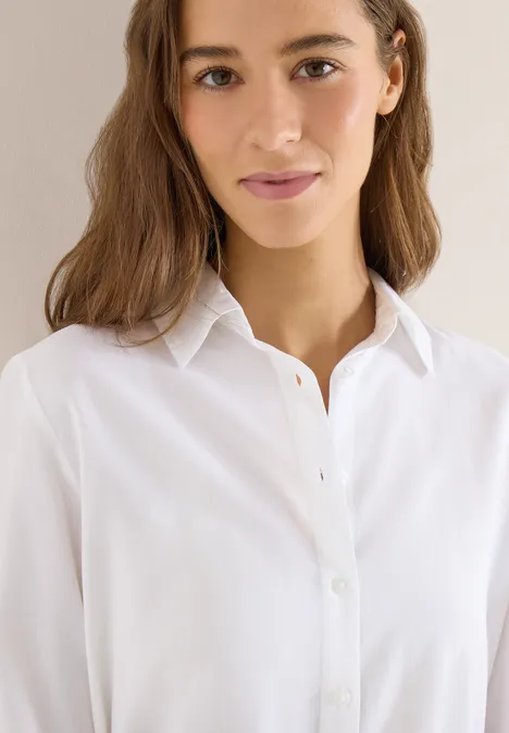 Hemdbluse in Unifarbe White Hemdbluse in Unifarbe White