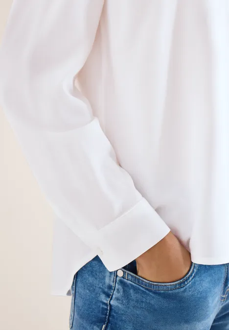 Hemdbluse in Unifarbe White Hemdbluse in Unifarbe White