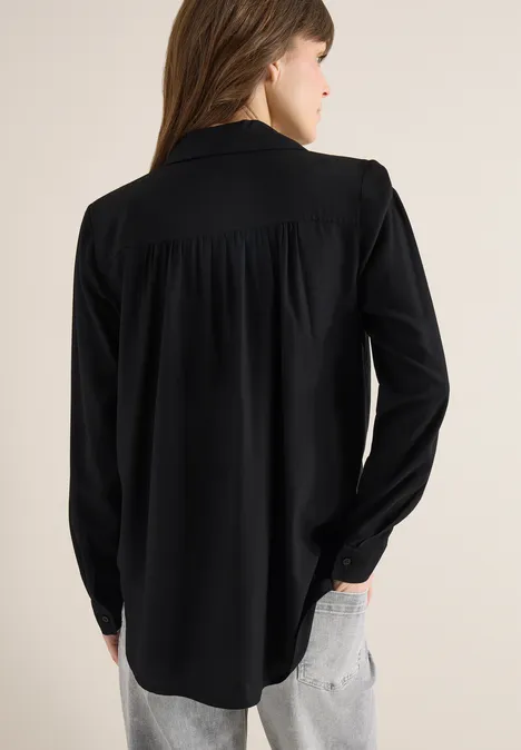 Hemdbluse in Unifarbe Black
