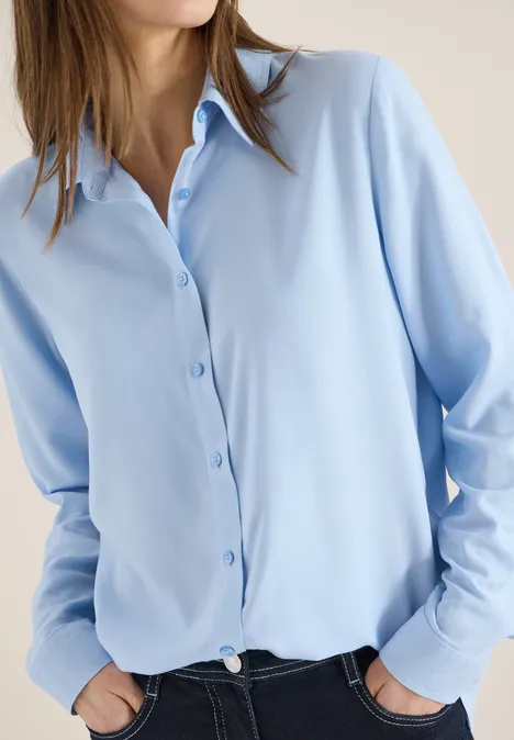 Hemdbluse in Unifarbe light sky blue Hemdbluse in Unifarbe light sky blue