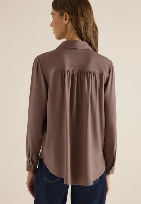 Hemdbluse in Unifarbe urban taupe Hemdbluse in Unifarbe urban taupe