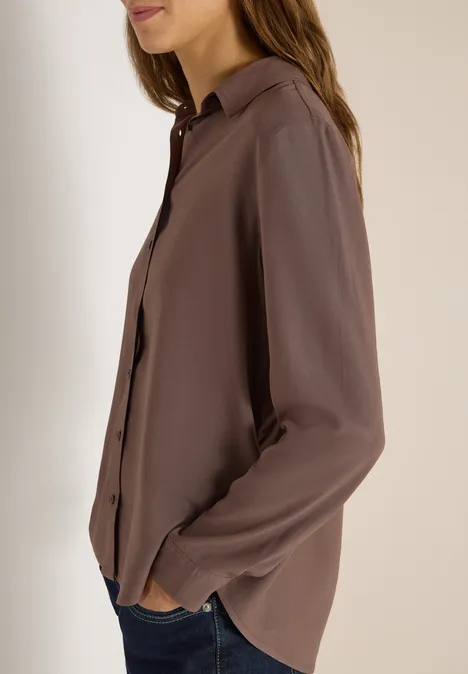 Hemdbluse in Unifarbe urban taupe Hemdbluse in Unifarbe urban taupe