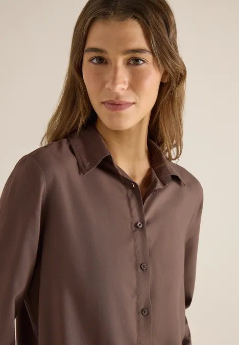 Hemdbluse in Unifarbe urban taupe Hemdbluse in Unifarbe urban taupe