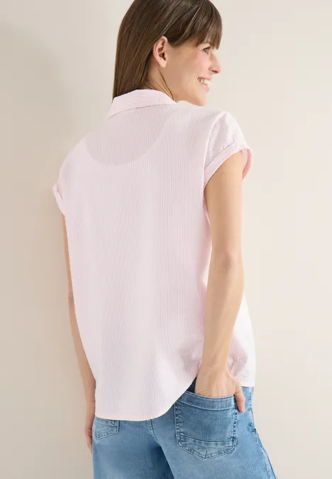 Bluse in Seersucker Qualität light blush rose