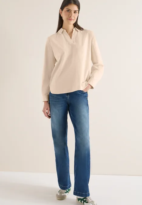 Blouse met omslag pearl beige