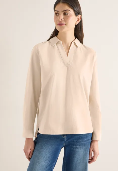 Blouse met omslag pearl beige