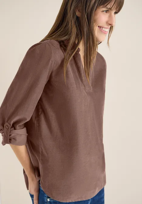 Bluse mit Turn-Up urban taupe