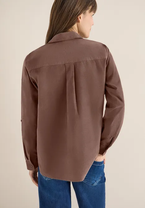 Bluse mit Turn-Up urban taupe