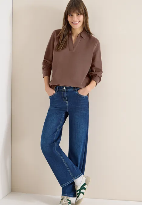 Bluse mit Turn-Up urban taupe