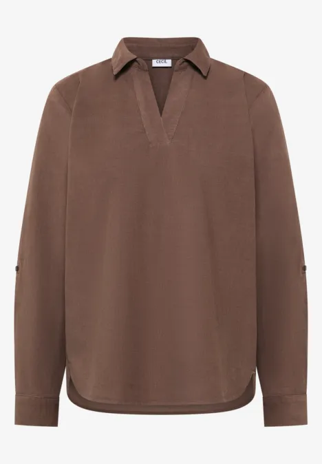 Bluse mit Turn-Up urban taupe