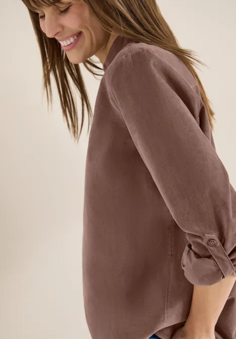 Bluse mit Turn-Up urban taupe