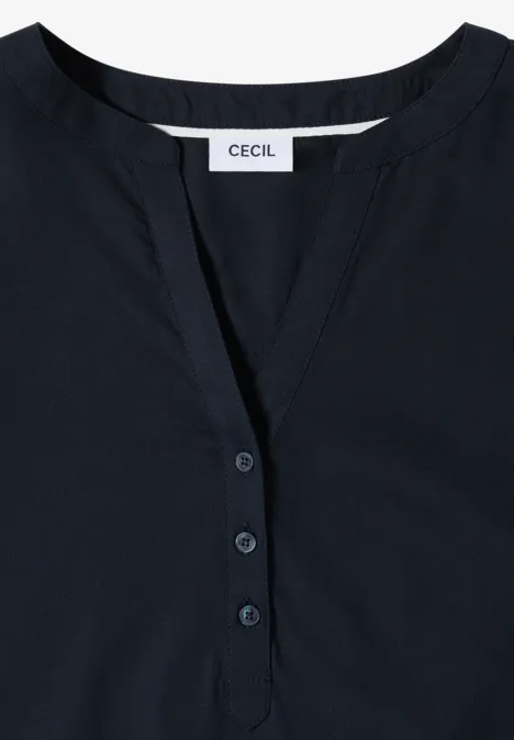 Kurzarm Bluse mit Split Neck universal blue