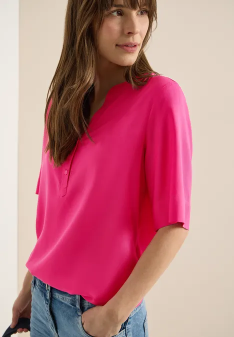 Blouse met korte mouwen en gespleten hals beetroot pink Blouse met korte mouwen en gespleten hals beetroot pink