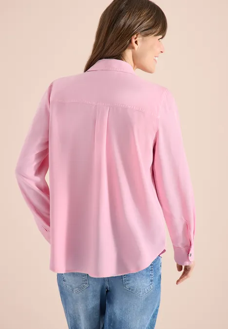 Bluse mit Hemdkragen und Turn-Up light blush rose