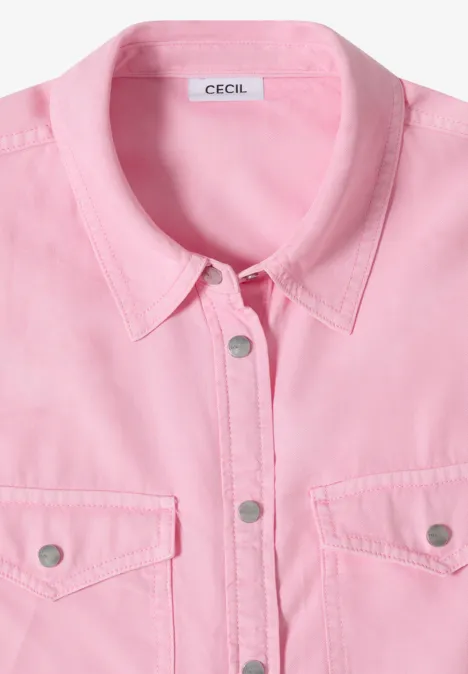 Bluse mit Hemdkragen und Turn-Up light blush rose