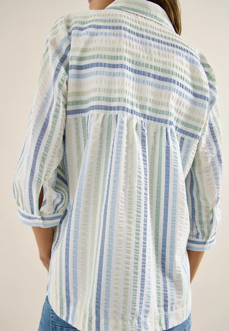 Seersucker overhemd blouse raw matcha lime
