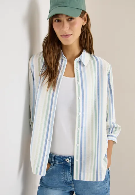 Seersucker overhemd blouse raw matcha lime