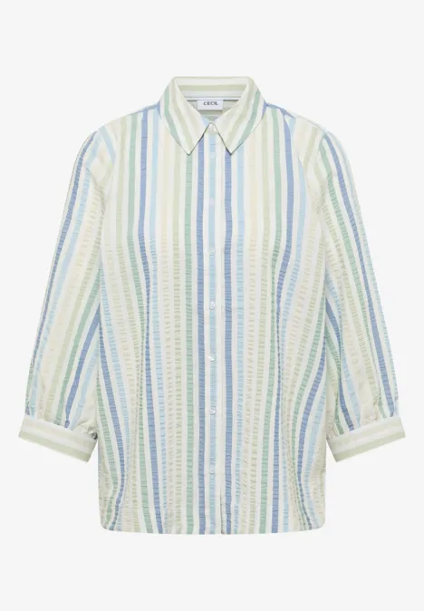Seersucker overhemd blouse raw matcha lime