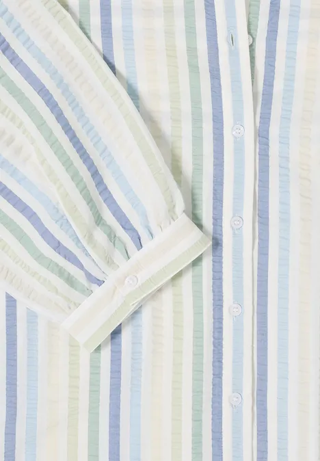 Seersucker overhemd blouse raw matcha lime