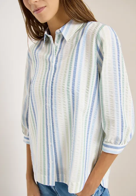 Seersucker overhemd blouse raw matcha lime