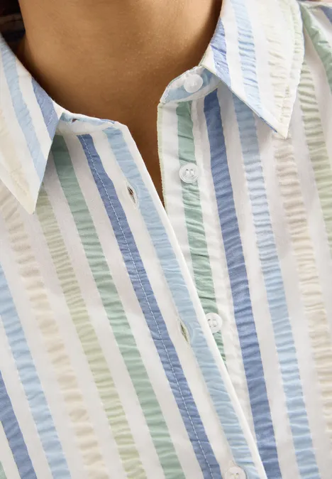 Seersucker overhemd blouse raw matcha lime