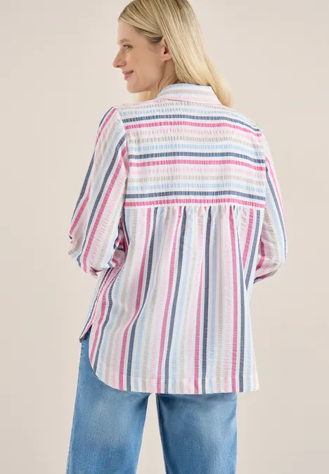Seersucker overhemd blouse beetroot pink