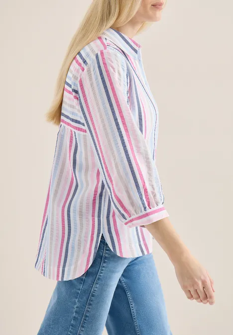 Seersucker overhemd blouse beetroot pink
