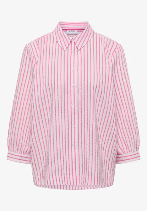 Blouse in seersucker kwaliteit beetroot pink