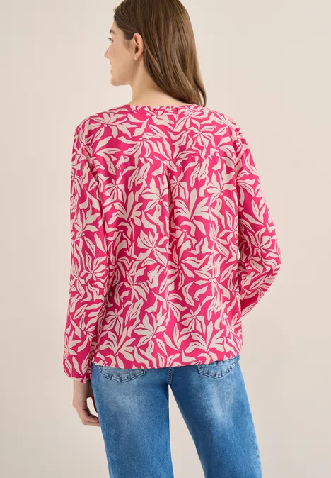 Langarm Bluse mit floralem Print beetroot pink