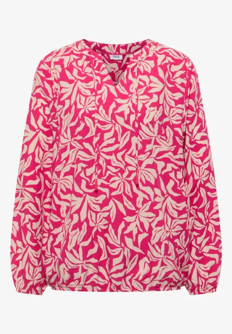 Langarm Bluse mit floralem Print beetroot pink