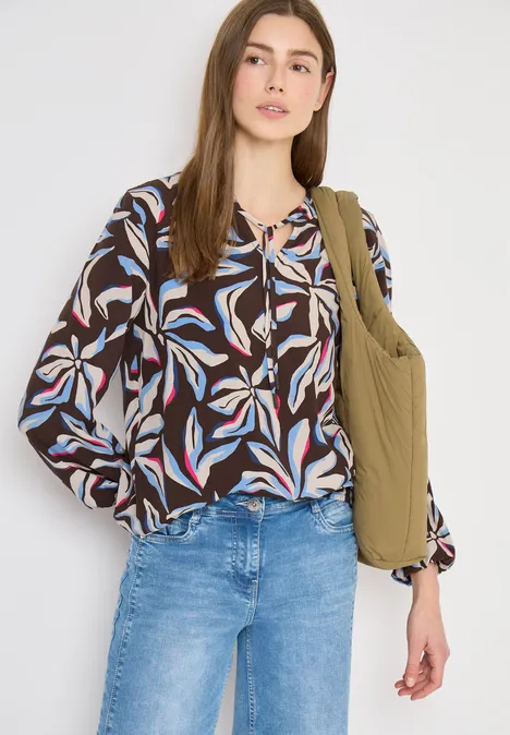 Blouse met touwtjes macchiato brown Blouse met touwtjes macchiato brown