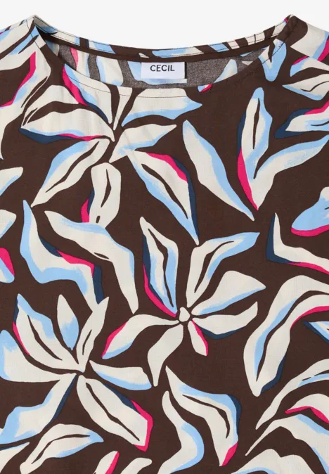 Blouse met korte mouwen, print en knopen macchiato brown Blouse met korte mouwen, print en knopen macchiato brown