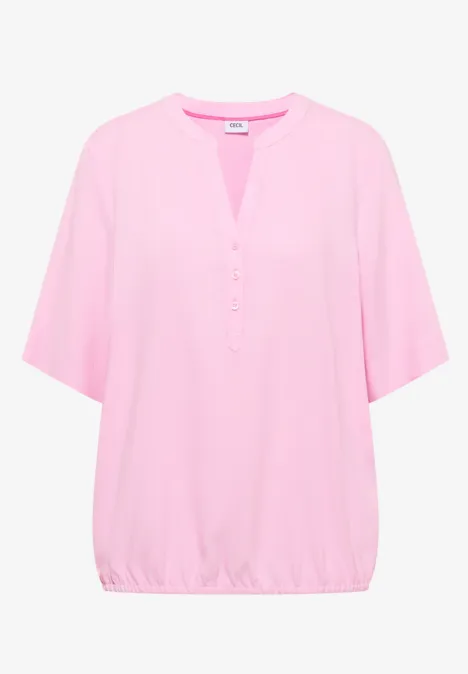 Blouse met gespleten hals en elastische zoom light blush rose Blouse met gespleten hals en elastische zoom light blush rose
